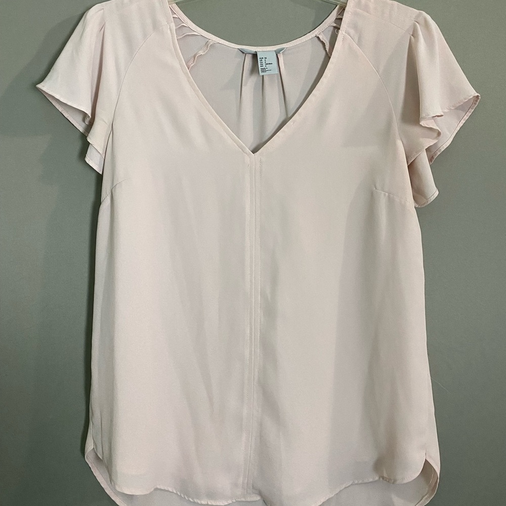 Elegant Cream V-Neck Blouse